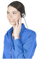 Woman taking call on headset